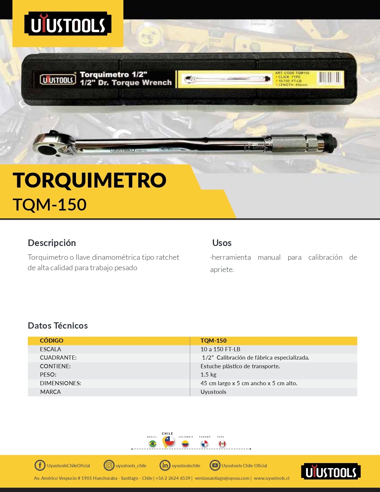 TQM150 Torquimetro 1/2" 150 Lb-ft