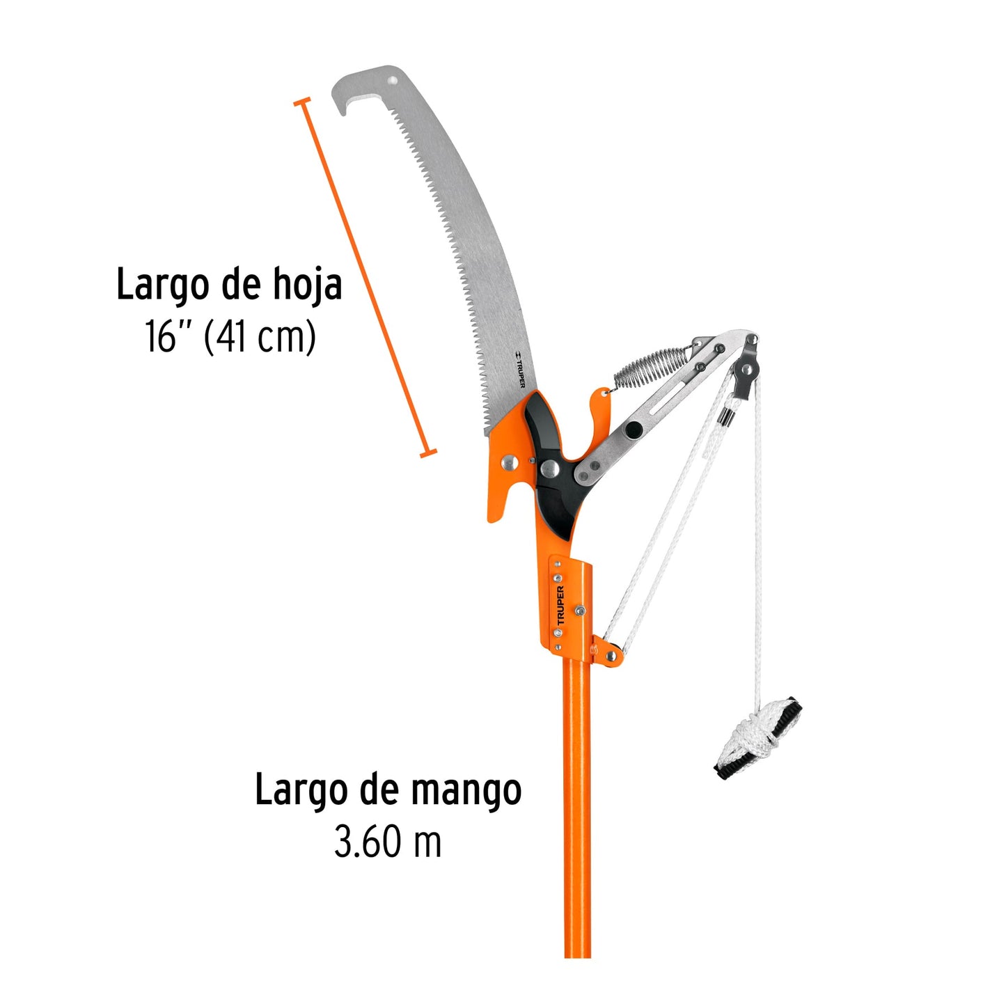 TR-82M-F Cortador doble cuchilla, mango telescópico de fibra de vidrio 3.6m