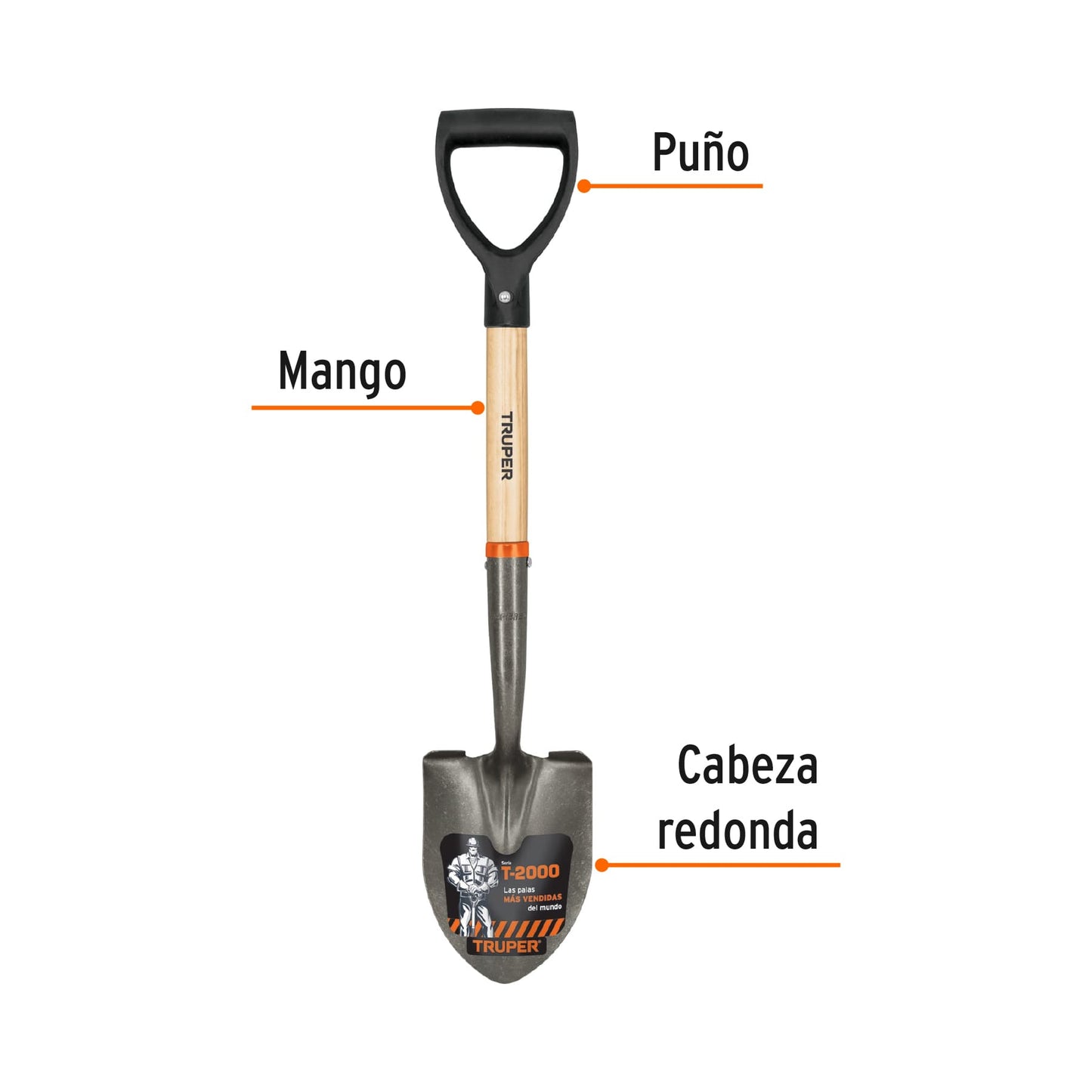 TR-BY Pala jardinera redonda, puño 'd'