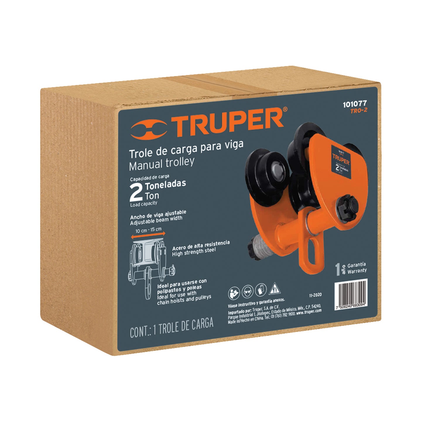 TRO-2 Trole de carga para vigas IPS e IPR, ajustable, 2 Ton