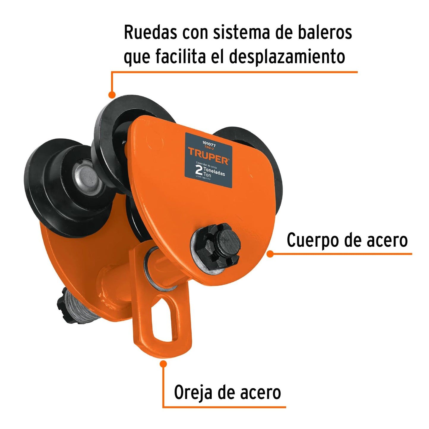 TRO-2 Trole de carga para vigas IPS e IPR, ajustable, 2 Ton
