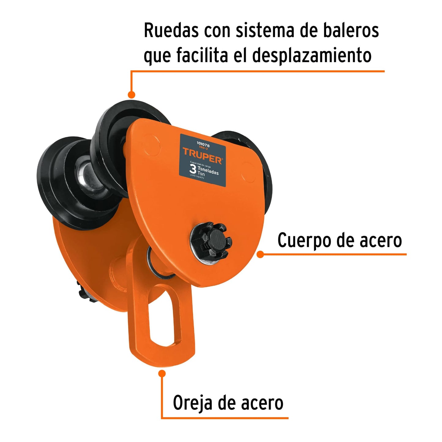 TRO-3 Trole de carga para vigas IPS e IPR, ajustable, 3 Ton