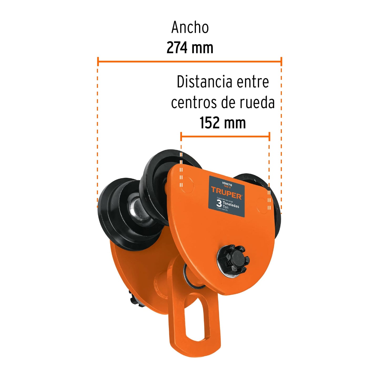 TRO-3 Trole de carga para vigas IPS e IPR, ajustable, 3 Ton