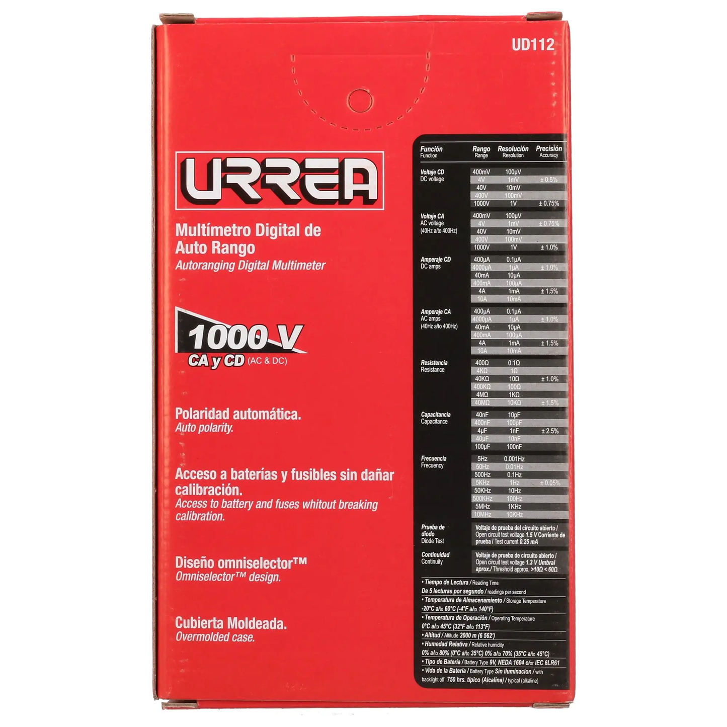 UD112 Multímetro digital de última generación CATIII 1000V, uso industrial, Urrea