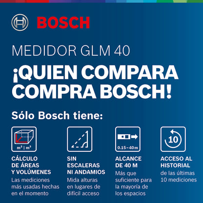 Medidor Láser Bosch GLM 40 alcance 40m con estuche