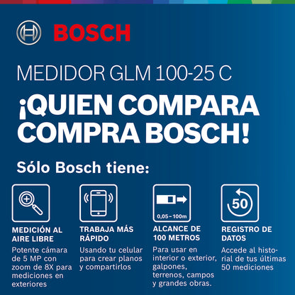 Medidor láser Bosch GLM 100-25 C alcance 100m con Bluetooth
