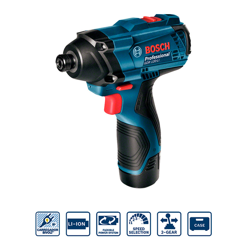 Kit Bosch atornillador + llave impacto + 2bat 2.0ah, maletín y 23acc