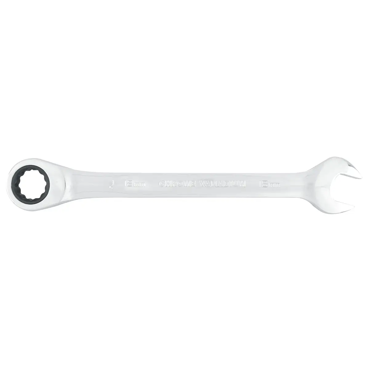 100588 Llave combinada pulido espejo tipo ratchet 18 mm