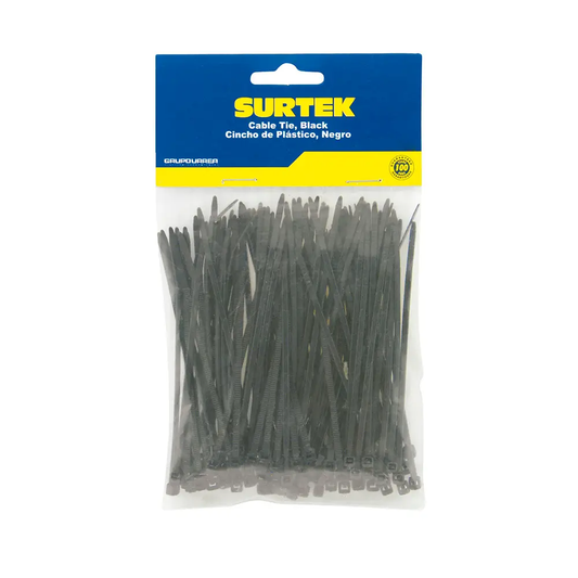 114205 Amarre plástico 3.6 X 150 mm tensión 18 kg 50 piezas, color negro