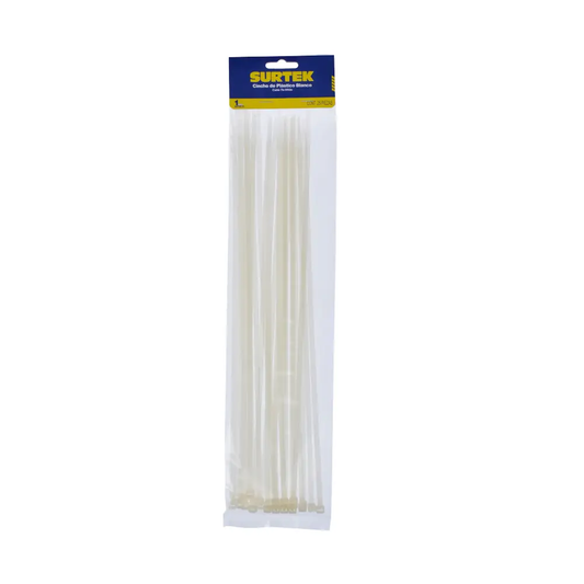 114214 Amarre plástico 4.6 X 368 mm tensión 22 kg 25 piezas, color blanco