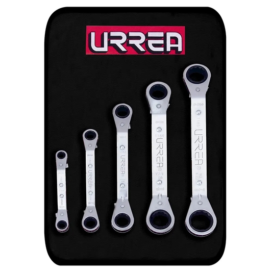 1180A Juego de llaves estriadas acodadas con ratchet 5 piezas 1/4" a 7/8", uso pesado, Urrea