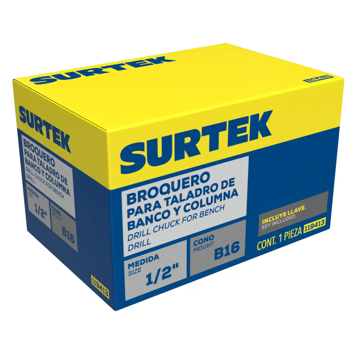 119413 Broquero 1/2" rosca B16 con llave (mandril), Surtek