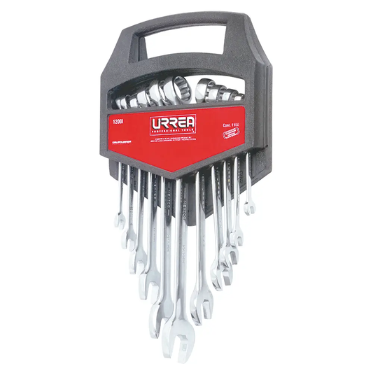 1200I Juego de llaves combinadas pulido espejo en pulgadas 11 piezas 1/4" a 7/8", uso pesado, Urrea