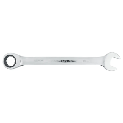 1218MCM Llave combinada pulido espejo ratchet 18 mm, uso pesado