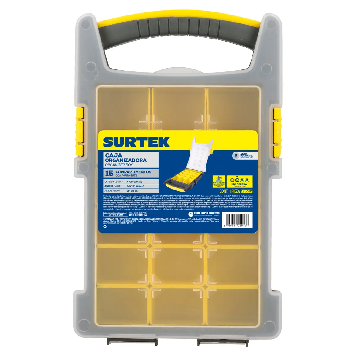 125010 Caja organizadora plástica 8" X 13" X 2"