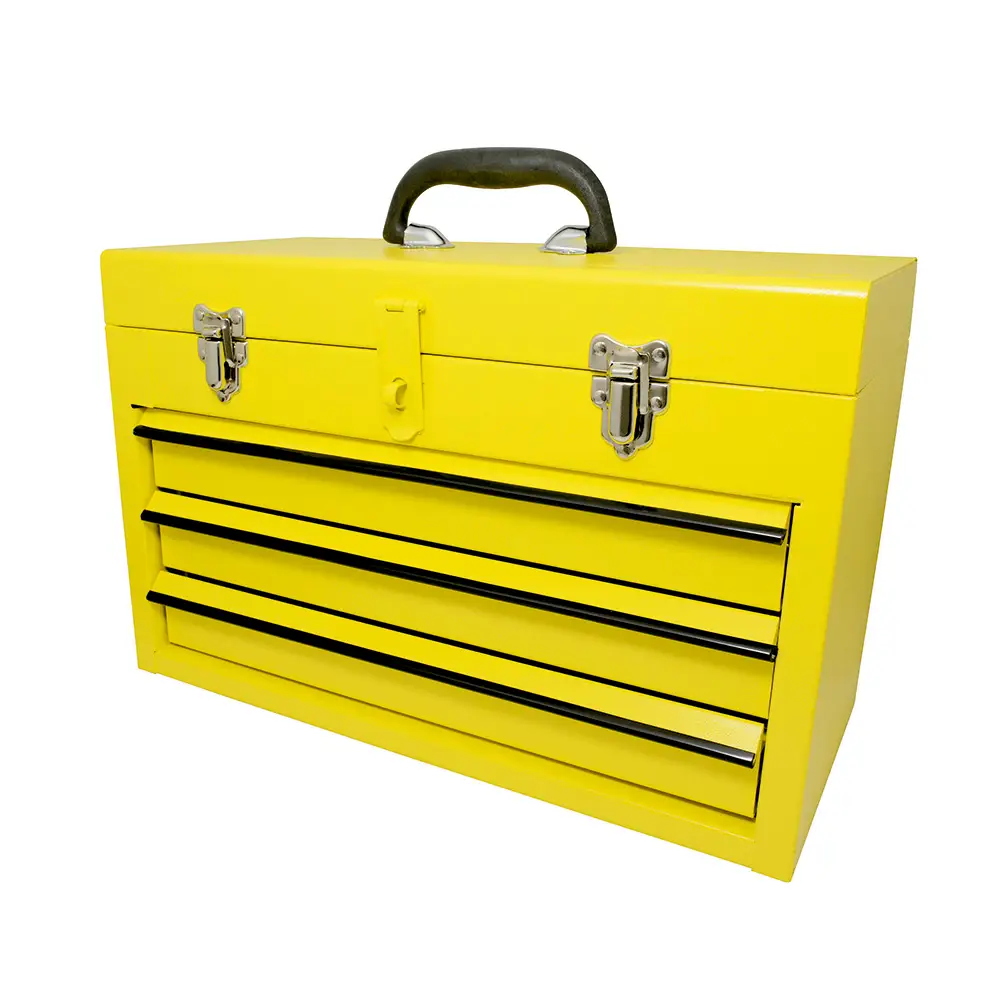 125111 Caja metálica amarilla 3 gavetas 11" X 18" X 9"