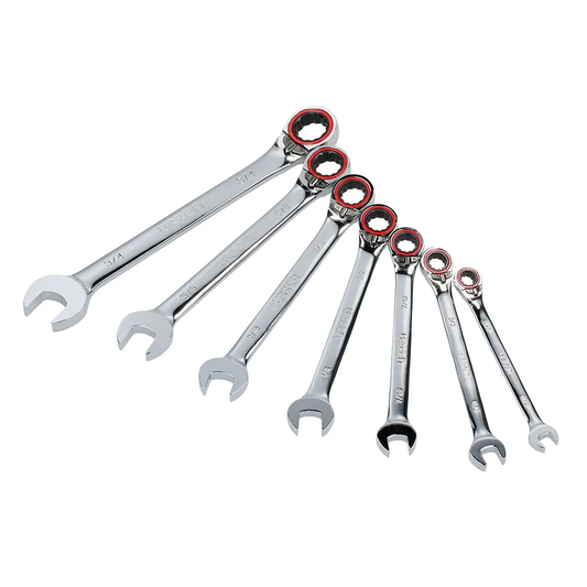 12MR7 Juego de llaves combinadas con ratchet reversible 7 piezas 5/16" a 3/4", uso pesado, Urrea