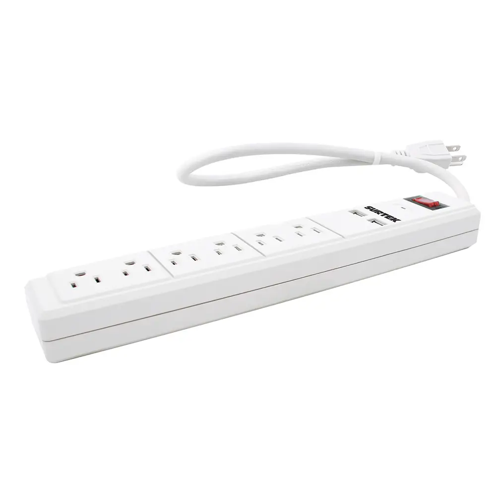 136204 Multitoma de barra 6 entradas 2 USB cable 50 cm