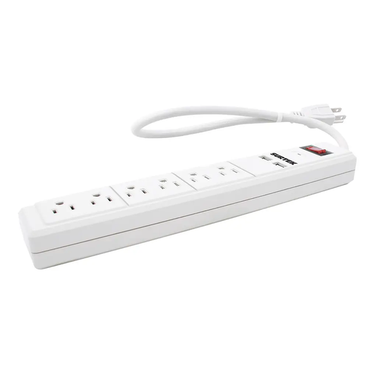 136204 Multitoma de barra 6 entradas 2 USB cable 50 cm