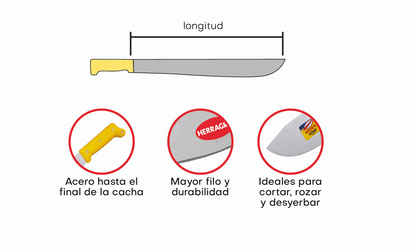 Machete tres canales 1602 18" niquelado, T1214160218 Herragro