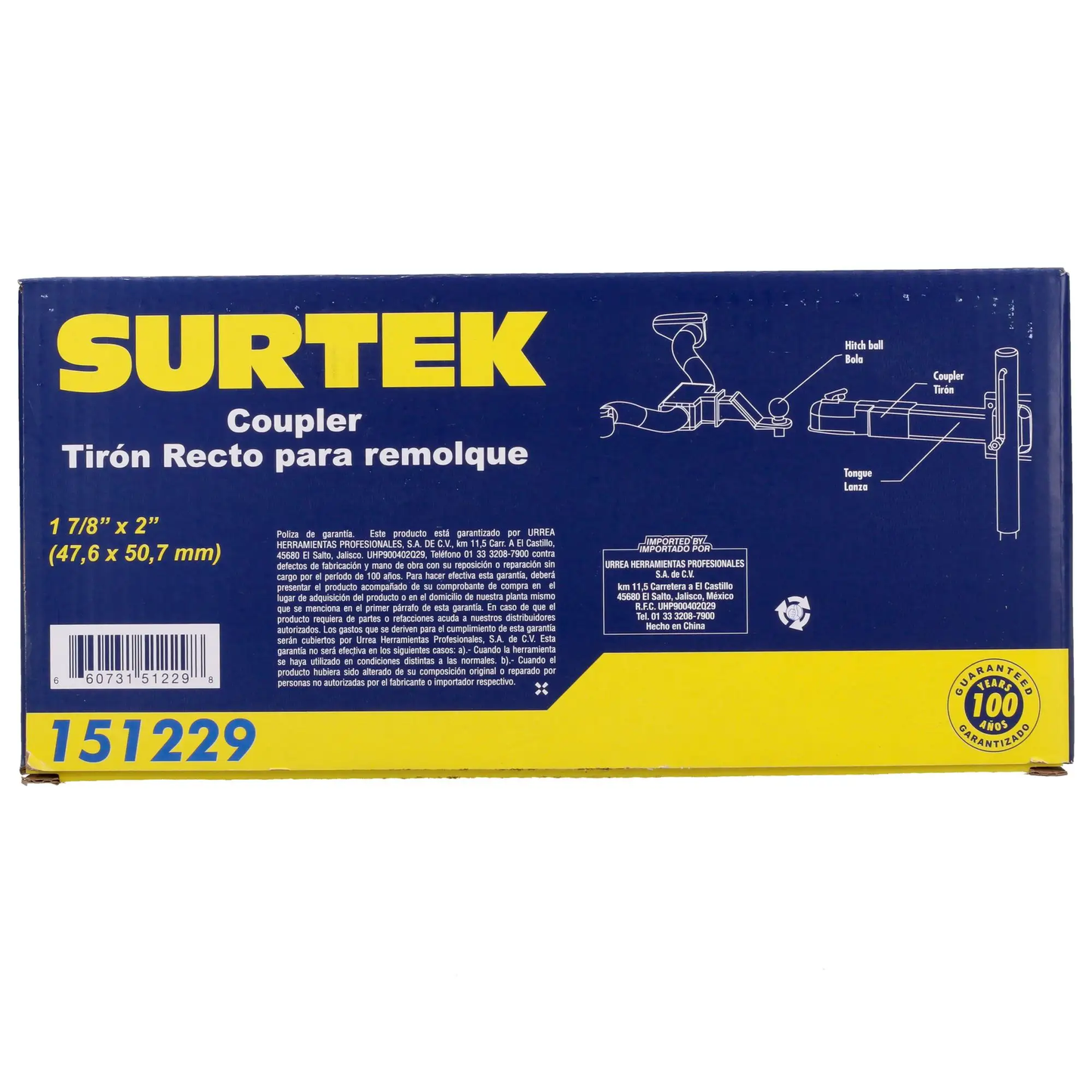 151229 Acoplador para remolque 1-7/8"