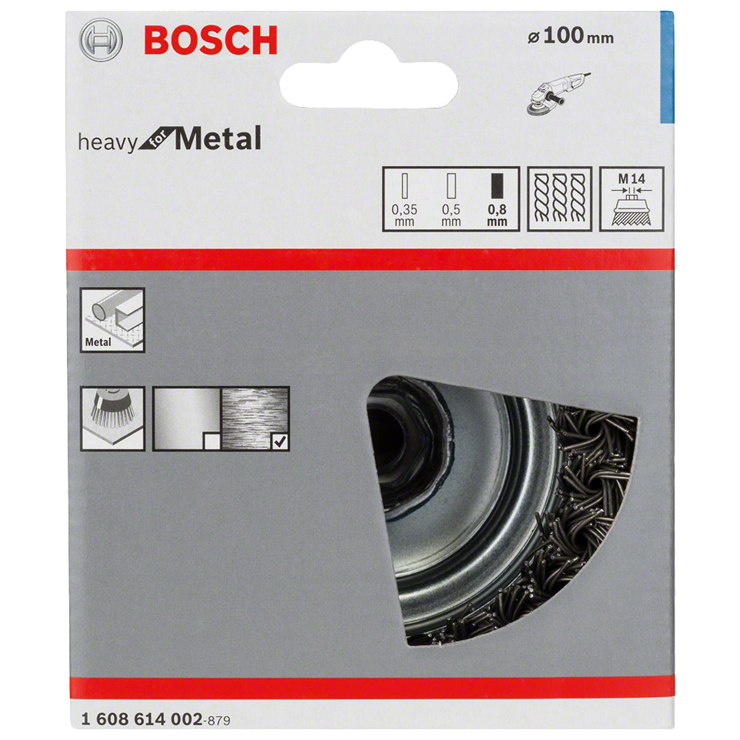 Cepillo de Acero Copa para Esmeril 100mm Alambre Trenzado 0,8mm M14