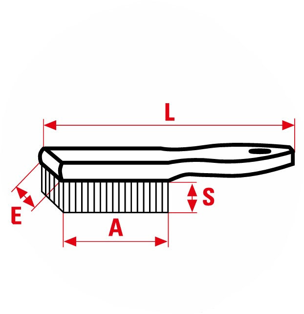 1801 594 Cepillo mango de madera, filamento de acero 0.35 mm (0,014") - 135 X 32 mm (5-1/4" X 1-1/4")