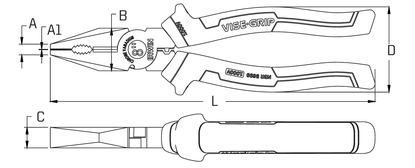 Alicate aislado universal 8" 1000V Vise-Grip Irwin