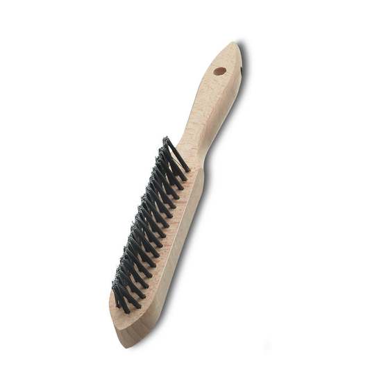 1972 593 Punta - Cepillo mango de madera, filamentos de acero convergentes 0.35 mm (0.014") - 135 X 35 mm (5-1/4" X 1-3/8")