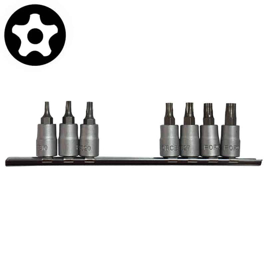 Force 20711 juego 7 cubos 1/4" con puntas torx con guía TS10-TS40 con organizador
