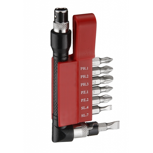 Force 2081A juego soporte angular espiga hex 1/4" con 7 puntas plano, phillips, pozidrive