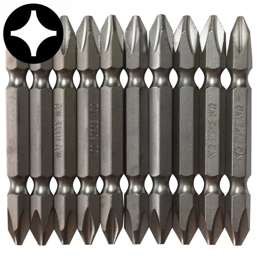 Force 2101L juego de 10 puntas largas dobles PH2 espiga 1/4" / largo 65 mm