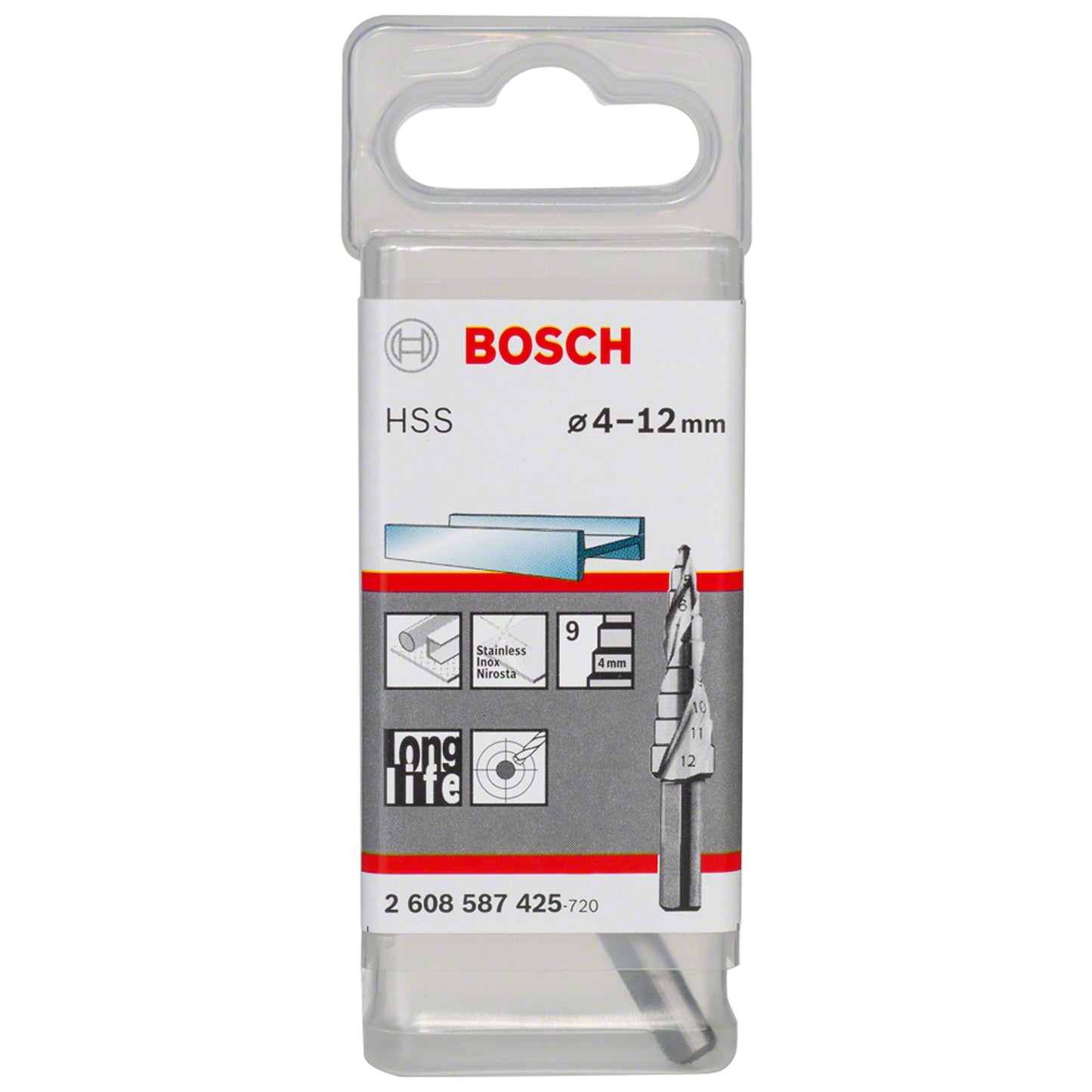 Broca escalonada para Metal Bosch Acero Rápido HSS 4,0-12,0mm 9 diametros
