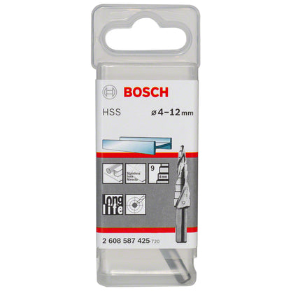 Broca escalonada para Metal Bosch Acero Rápido HSS 4,0-12,0mm 9 diametros