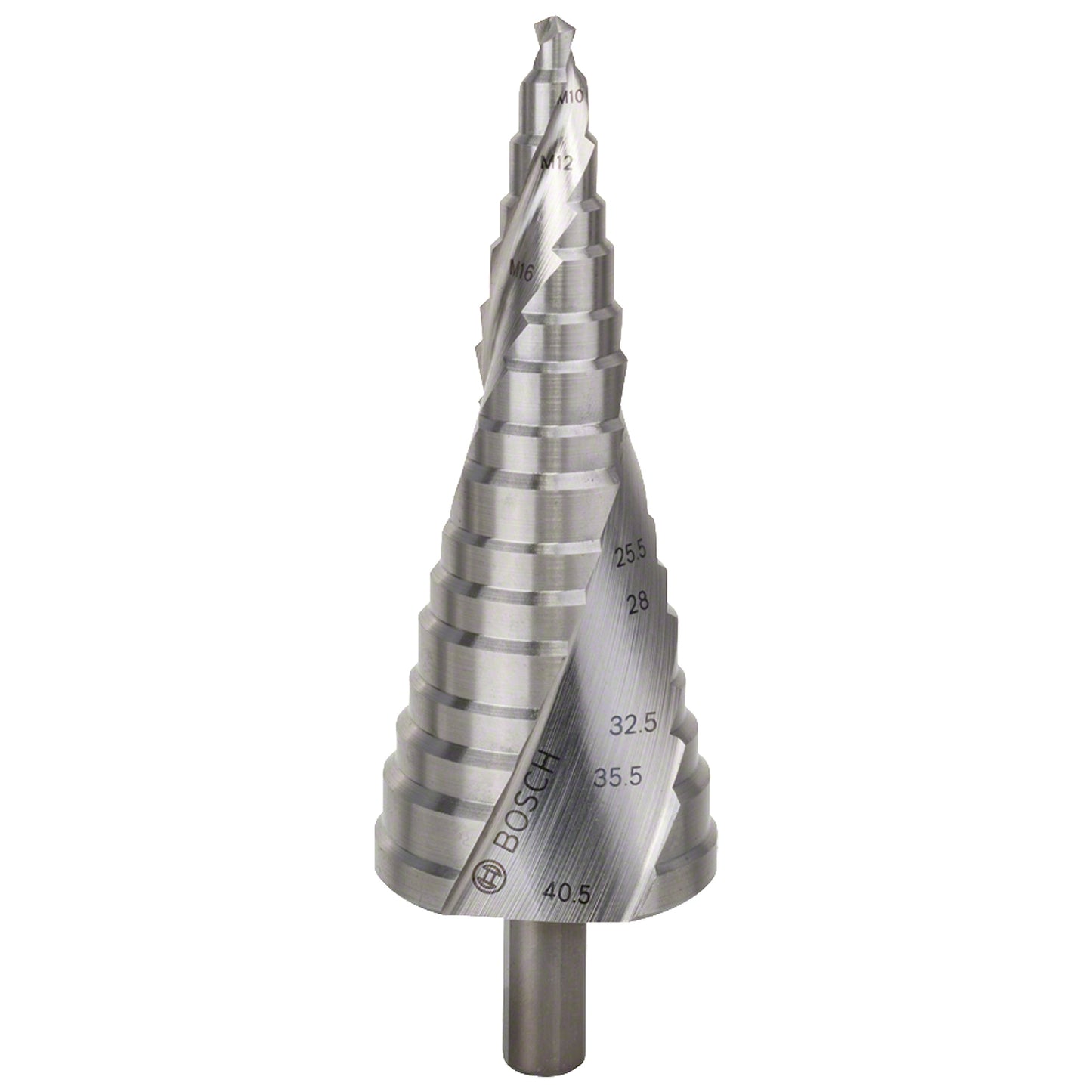 Broca escalonada para Metal Bosch Acero Rápido HSS 6,0-40,5mm M10-M40 16 diametros