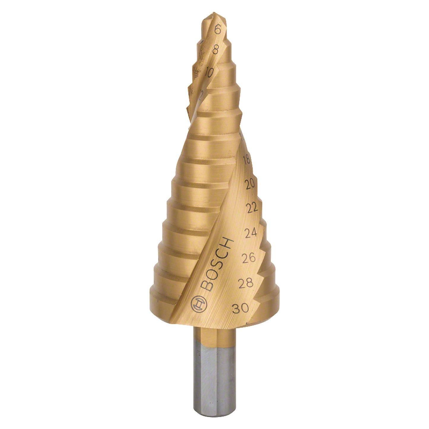 Broca escalonada para Metal Bosch Acero Rápido con Titanio HSS-TiN 6,0-30,0mm 13 diametros
