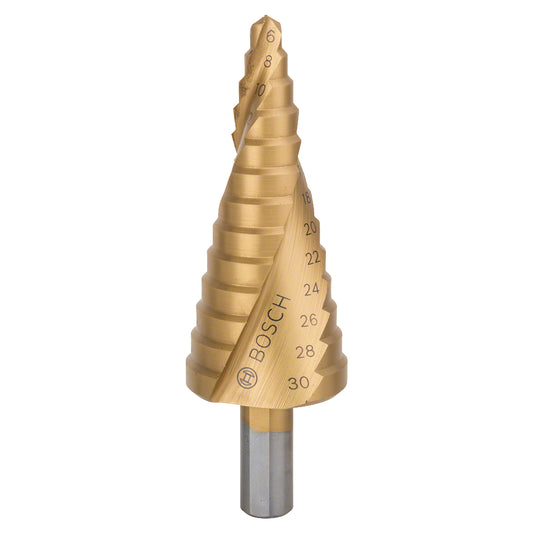 Broca escalonada para Metal Bosch Acero Rápido con Titanio HSS-TiN 6,0-30,0mm 13 diametros