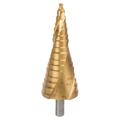 Broca escalonada para Metal Bosch Acero Rápido con Titanio HSS-TiN 6,0-40,5mm M10-M40 16 diametros