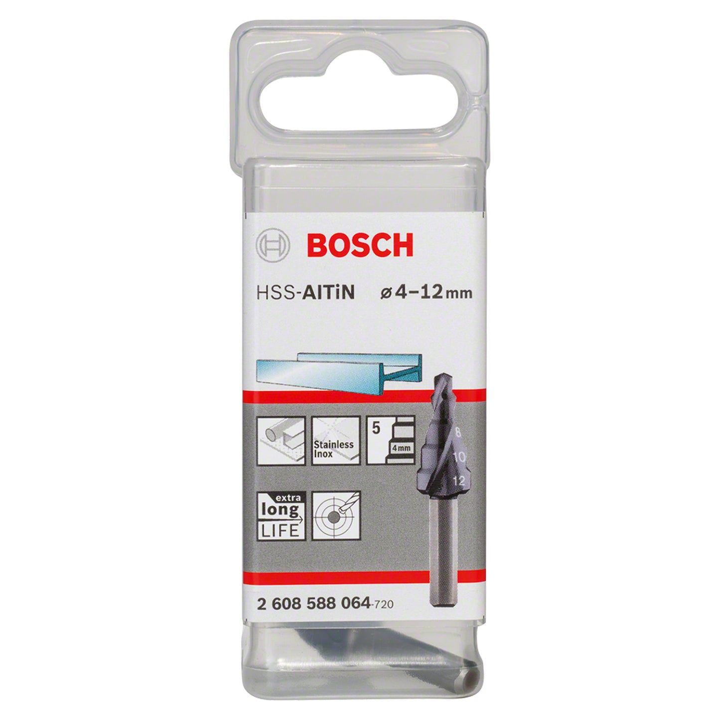 Broca escalonada para Metal Bosch Acero Rápido con aluminio y Titanio HSS-AlTiN 4,0-12,0mm 5 diametros