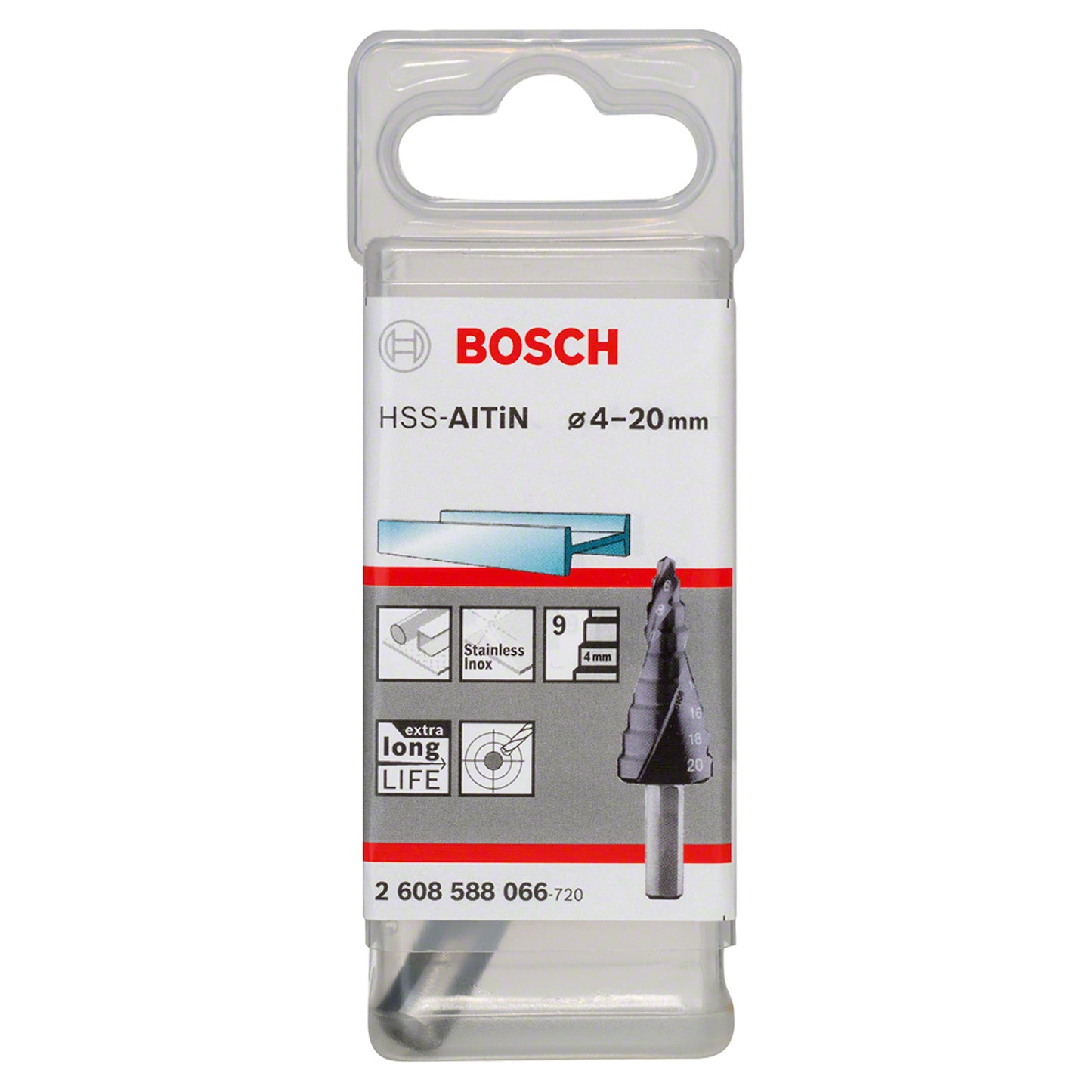 Broca escalonada para Metal Bosch Acero Rápido con aluminio y Titanio HSS-AlTiN 4,0-12,0mm 5 diametros
