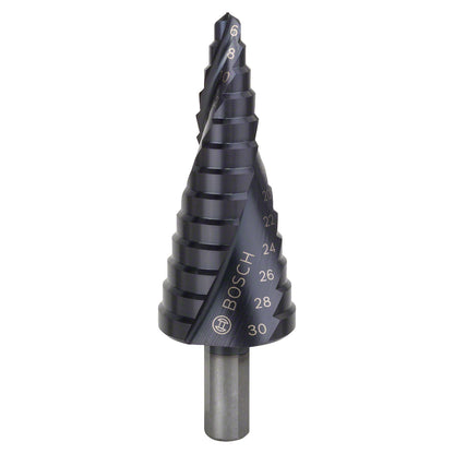 Broca escalonada para Metal Bosch Acero Rápido con aluminio y Titanio HSS-AlTiN 4,0-12,0mm 5 diametros