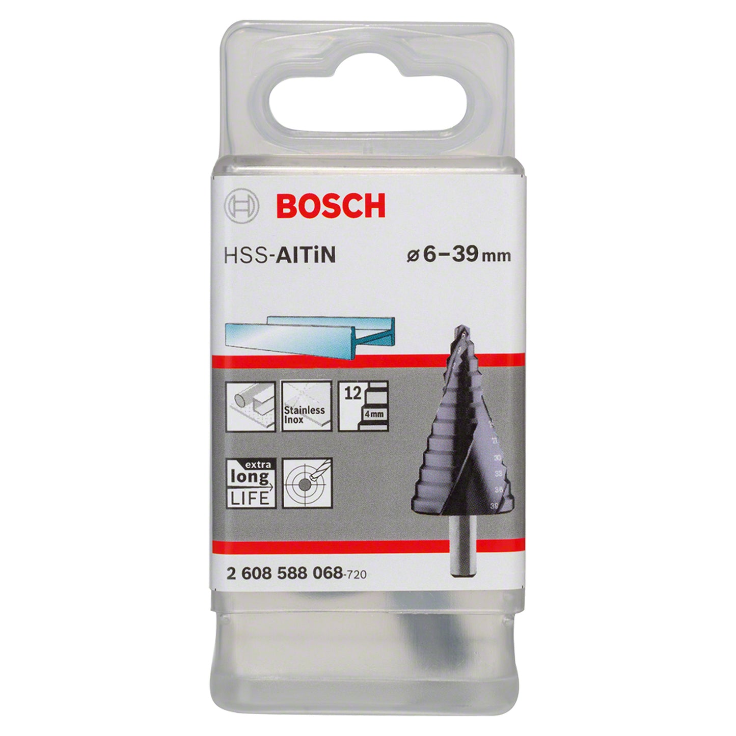 Broca escalonada para Metal Bosch Acero Rápido con aluminio y Titanio HSS-AlTiN 4,0-12,0mm 5 diametros