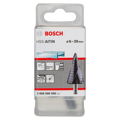 Broca escalonada para Metal Bosch Acero Rápido con aluminio y Titanio HSS-AlTiN 4,0-12,0mm 5 diametros