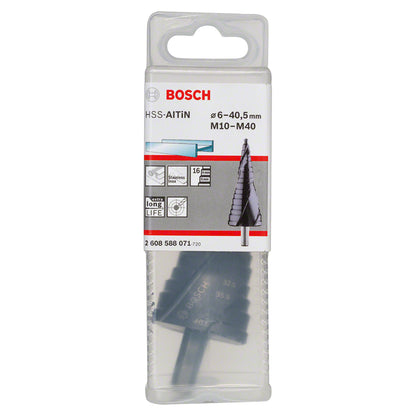Broca escalonada para Metal Bosch Acero Rápido con aluminio y Titanio HSS-AlTiN 4,0-12,0mm 5 diametros