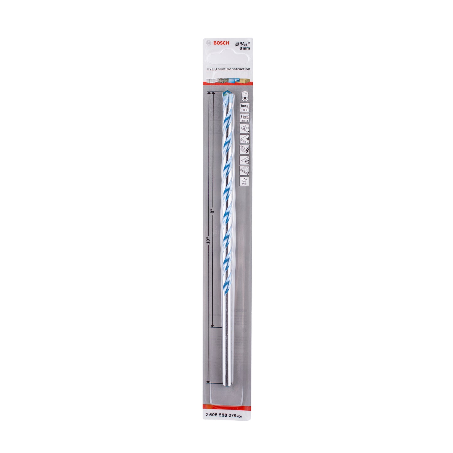 2608588079-000 Broca encastre cilíndrico Bosch CYL-9 Multiconst Ø5/16X8X10