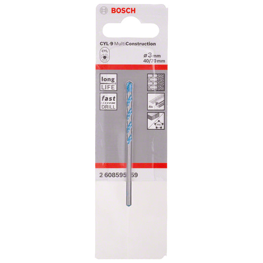 Broca Multimaterial encastre cilíndrico CYL-9 multiconstrucción Ø3 x 40 x 70 mm