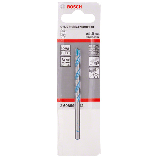 Broca Multimaterial encastre cilíndrico CYL-9 multiconstrucción Ø5,5 x 50 x 85 mm
