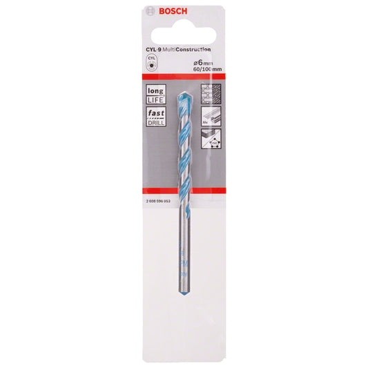 Broca Multimaterial encastre cilíndrico CYL-9 multiconstrucción Ø6 x 60 x 100 mm