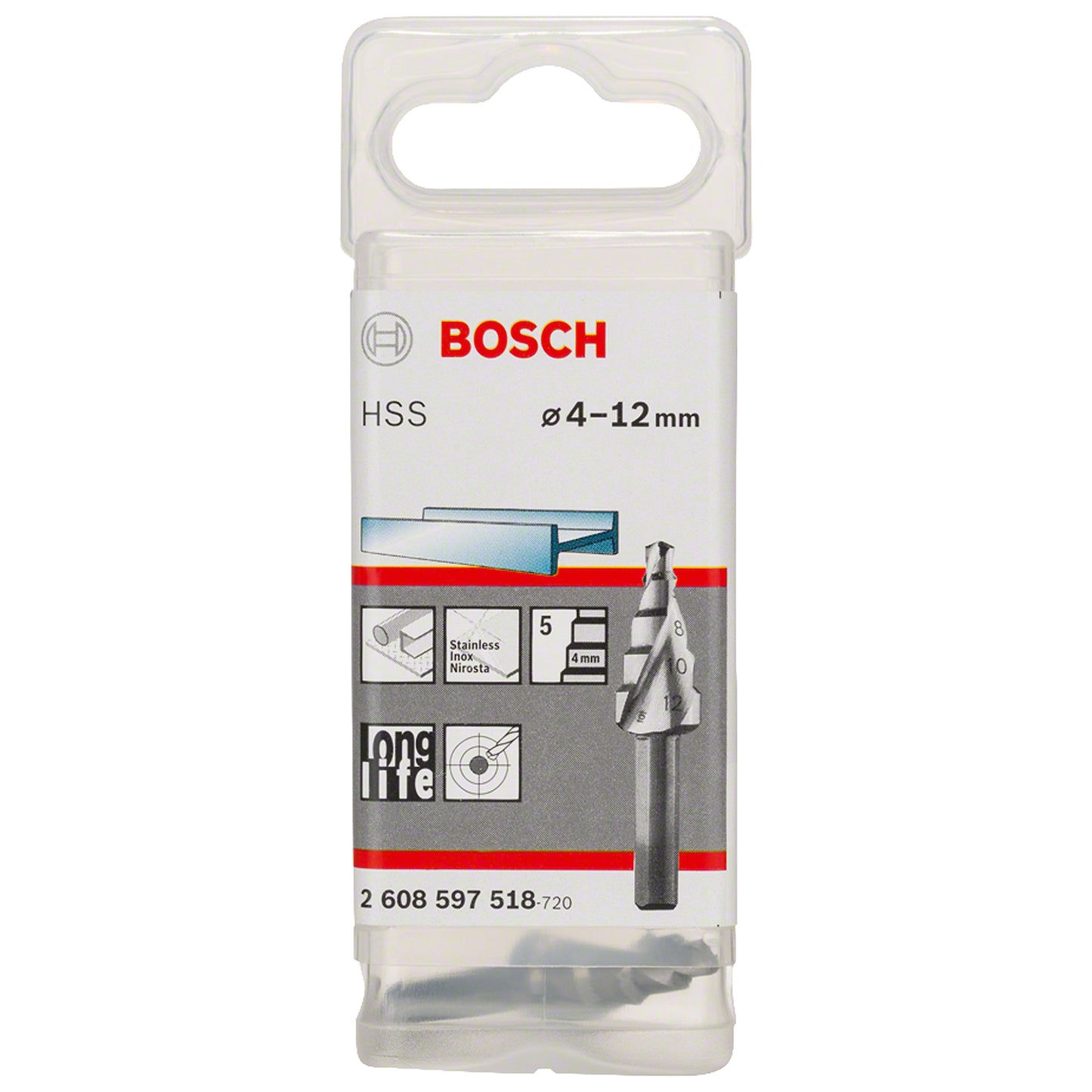 Broca escalonada para Metal Bosch Acero Rápido HSS 4,0-12,0mm 5 diametros