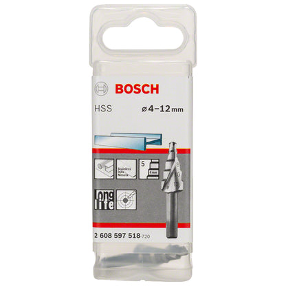 Broca escalonada para Metal Bosch Acero Rápido HSS 4,0-12,0mm 5 diametros